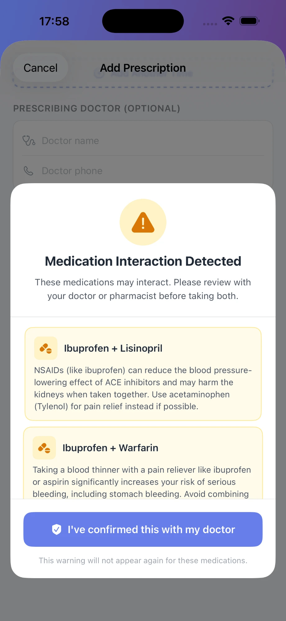 Drug Interaction Warning