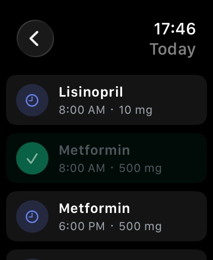 Apple Watch medication list